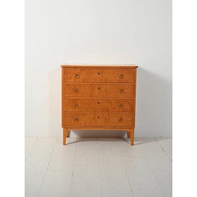 Scandinavian Birch Chest of Drawers with Brass Handles, 1950s For Sale - Image 11 of 11