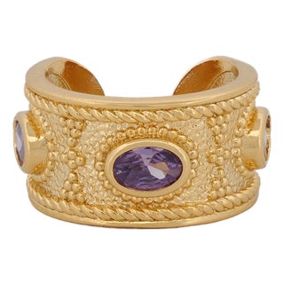 Queen Cleopatra Amethyst Energy Cuff Adjustable Ring, Size 4 For Sale