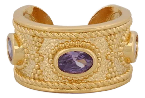 Queen Cleopatra Amethyst Energy Cuff Adjustable Ring, Size 4