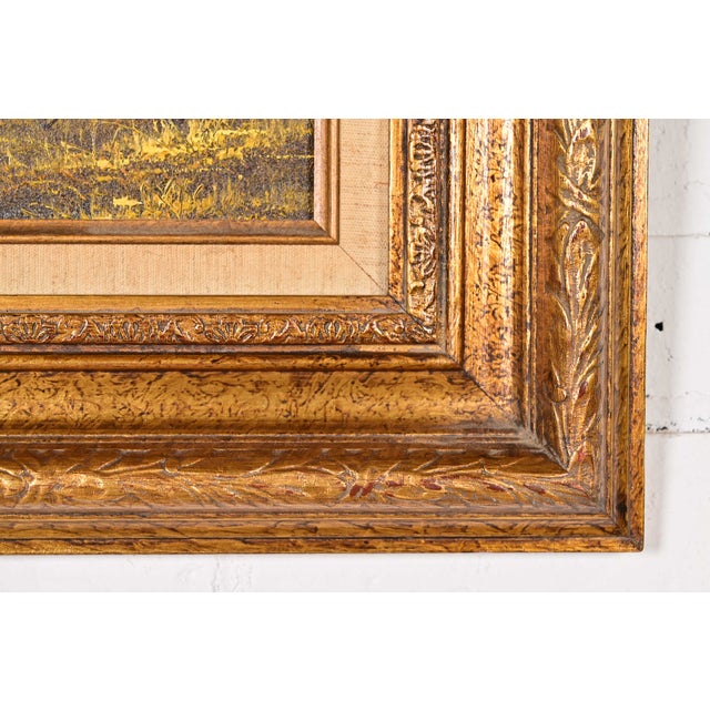 Original Artist Signed Oil Rural Landscape Painting of "Barn in Afternoon" in Carved Giltwood Frame For Sale - Image 9 of 12