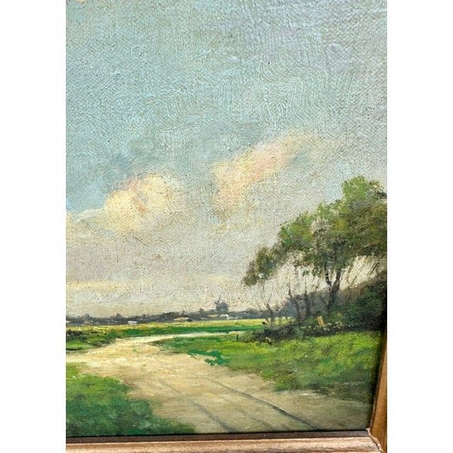 Antique European Pastoral Landscape Oil on Canvas, Signed by Artist For Sale - Image 9 of 10
