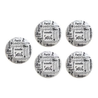 Mid Century Modern Fine Cheeses Charcuterie Plates-Set of 5 For Sale