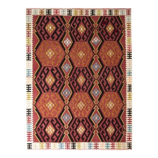 Handwoven Vintage Mid-Century Kilim Rug Tribal Geometric Pattern by Rug & Kilim For Sale