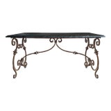 Italian Wrought Iron and Stone Top Table For Sale