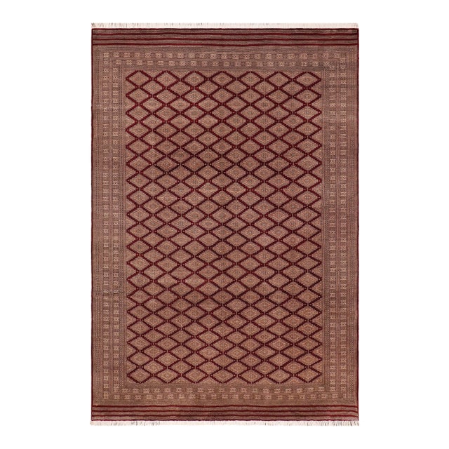 1980s Shabby Chic Tribal Bokhara Red/Taupe Hand Knotted Wool Rug For Sale
