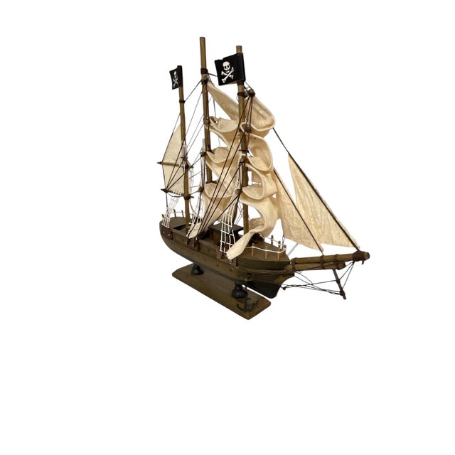 Traditional Vintage Pirate Ship Model For Sale - Image 3 of 4