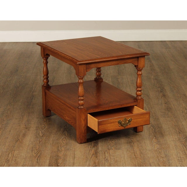 Pennsylvania House Pennsylvania House Solid Oak Two Tier End Table With Drawer For Sale - Image 4 of 18