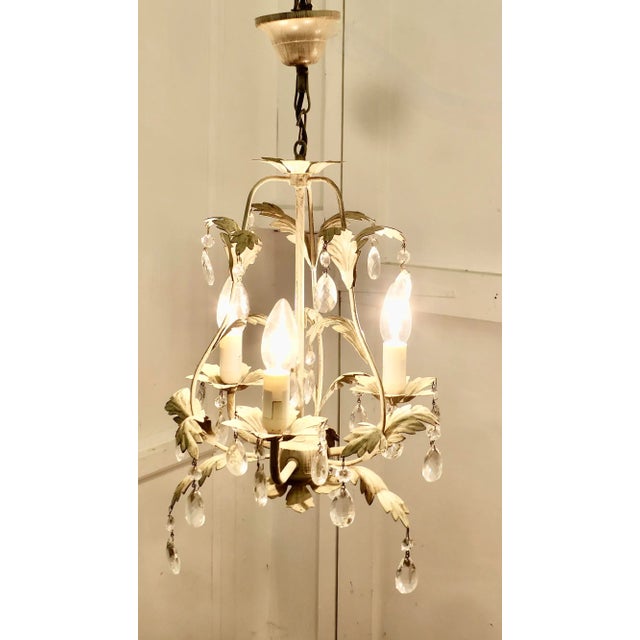 White Toleware Open Basket Ceiling Light, Set of 2 For Sale - Image 3 of 7