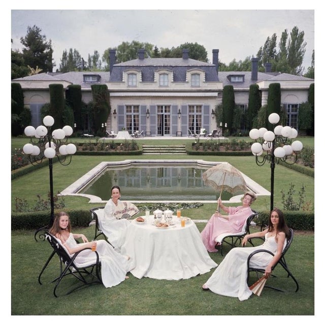 The Romanones 1961 Aline Griffith, Countess of Romanones, and her family sitting in the garden of her home in Spain. Slim...