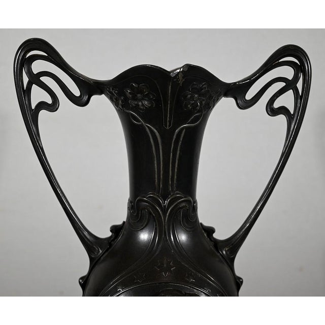 Metal Art Nouveau Vases, 1890s, Set of 2 For Sale - Image 7 of 18