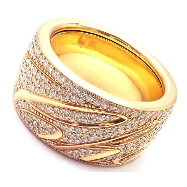 Chopard Chopardissimo 18k Yellow Gold Pave Diamond Signature Band Ring Box Paper For Sale - Image 10 of 11