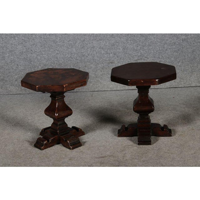 Antique Octagonal Walnut Plant Stands, 1880, Set of 2 For Sale - Image 14 of 18