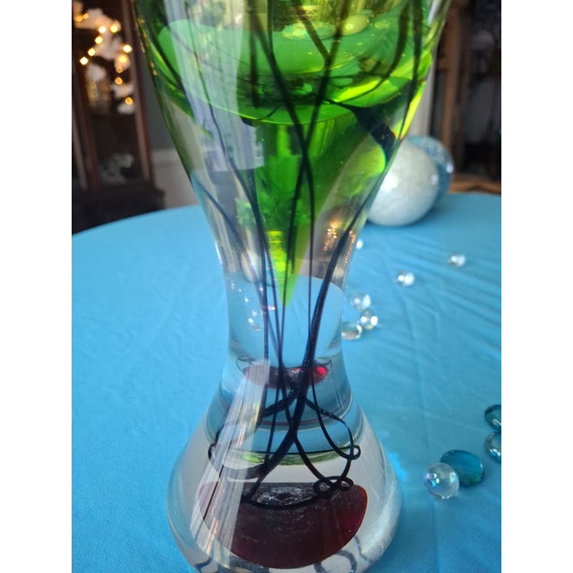 Art Deco 1950s Handblown Art Glass Vase For Sale - Image 3 of 5