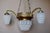 Gold Art Deco Brass and Frosted Pressed Glass Chandelier, 1920s For Sale - Image 8 of 18