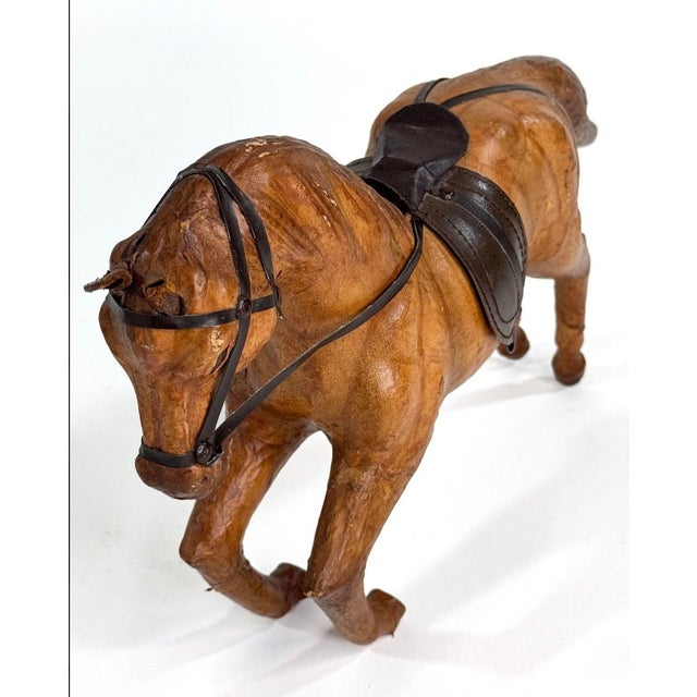 American Handmade Vintage Leather Horse For Sale - Image 3 of 5