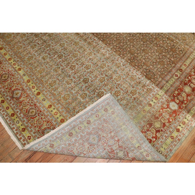 Early 20th Century Antique Zabihi Collection Persian Square Senneh Rug - 12'3" x 12'10" For Sale - Image 5 of 10