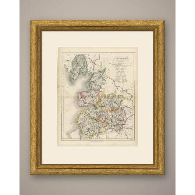 This antique county map of lancashire, from hobson's fox-hunting atlas and engraved by j. And c. Walker circa 1870, is...