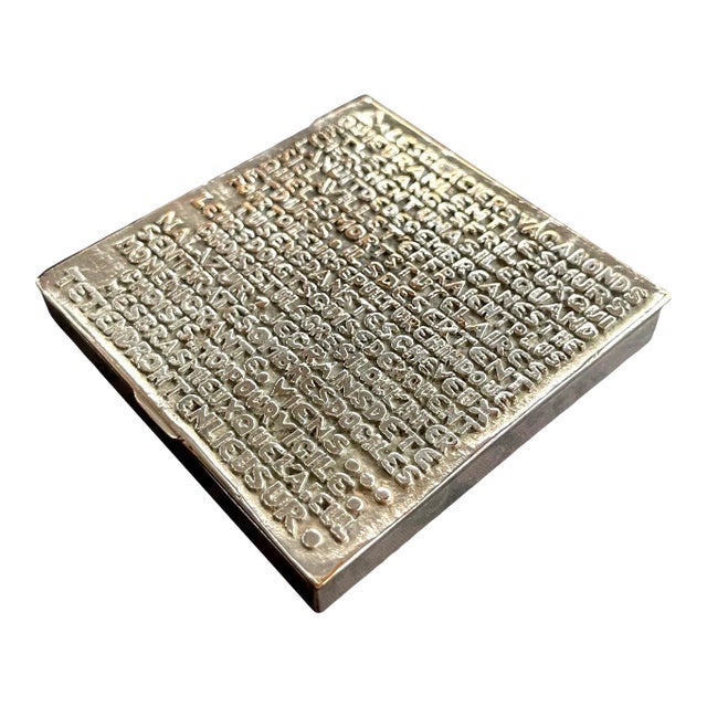 Silvered Bronze Box with Relief Cast Poem by Line Vautrin For Sale
