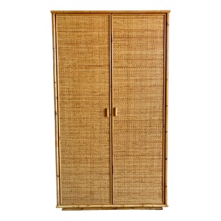 Vintage Italian Cabinet in Rattan, 1970s For Sale