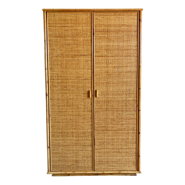 Vintage Italian Cabinet in Rattan, 1970s For Sale