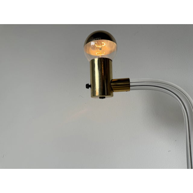 Brass Paul Hamburger Design for Knoll Lucite & Brass Floor Reading Lamp For Sale - Image 8 of 12