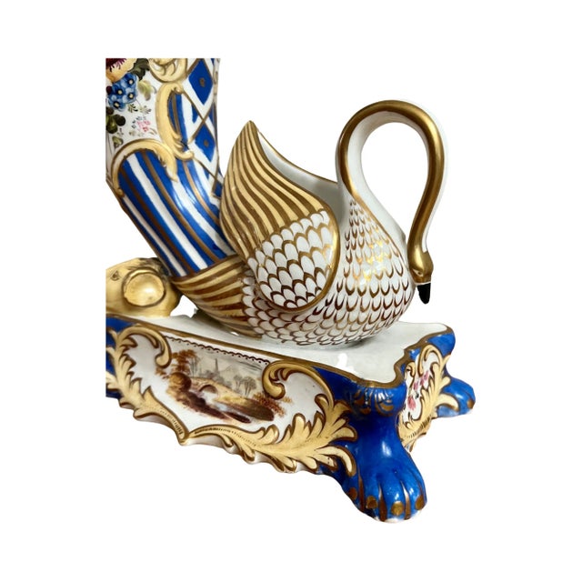 A Pair of English Porcelain Cornucopia Vases Circa 1820 For Sale In Charleston - Image 6 of 8