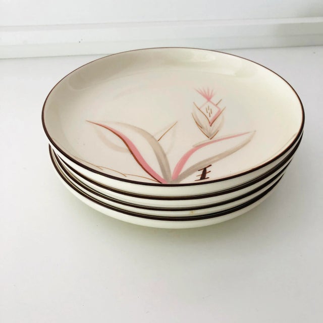 Ceramic Vintage MCM Winfield California Hand Crafted China "Dragon Flower" Salad Plates S/4 For Sale - Image 7 of 7