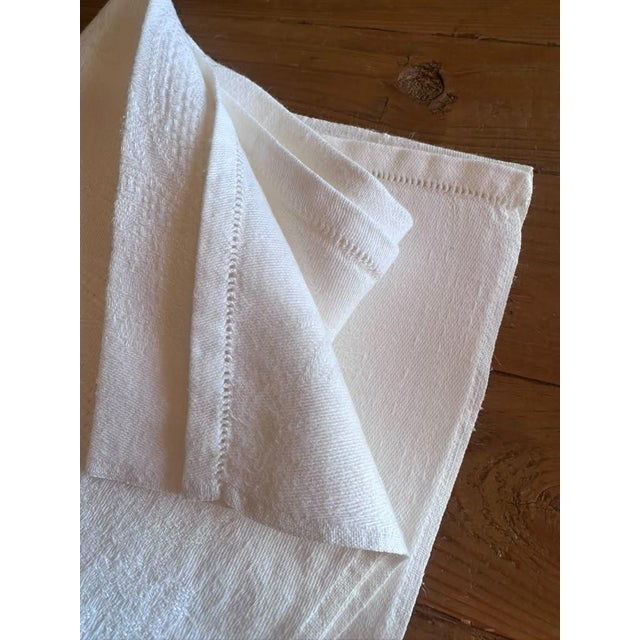 Photography Antique French Damask Linen Dinner Napkins Jb Monogram Hand Embroidered Hemstitch - Set of 7 For Sale - Image 7 of 17