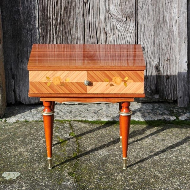 Mid-Century French Nightstand in High Gloss Wood For Sale - Image 3 of 18