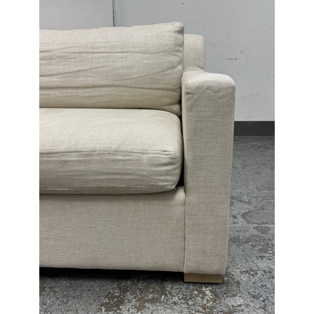 Wood Restoration Hardware Belgian Track Arm Sofa For Sale - Image 7 of 12