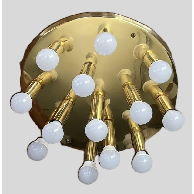 Art Deco Style Brass 13-Light Ceiling Light from TZ Leuchten, Germany, 1980s For Sale - Image 9 of 12