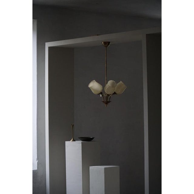 Mid-Century Modern Pendant Light in Brass and Glass, 1950s For Sale - Image 11 of 14