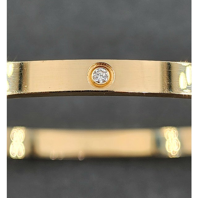 Gold Cartier 18k Yellow Gold Love Bracelet With 6 Diamonds, Modern Design For Sale - Image 8 of 10