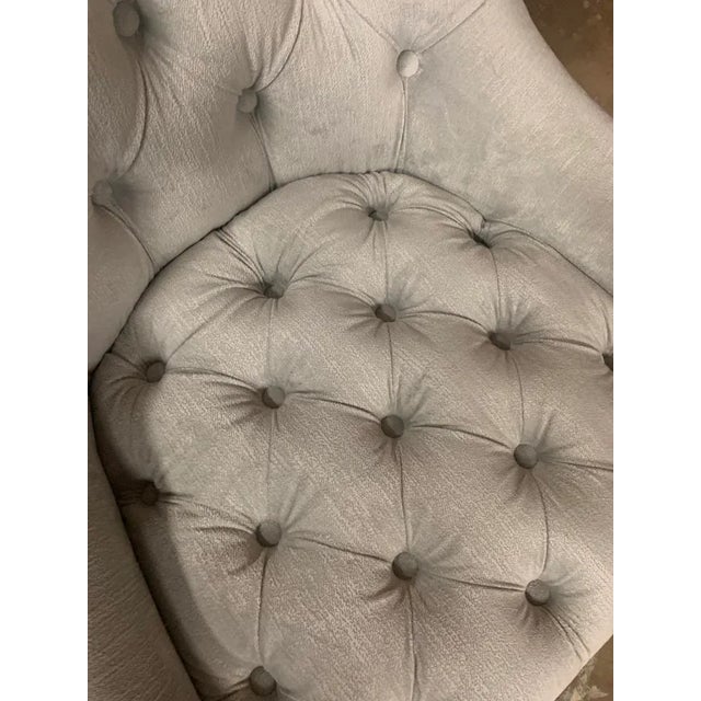 Traditional Caracole Transitional Accent Chair in Gray With Tufted Upholstery & Nailhead Trim For Sale - Image 3 of 9