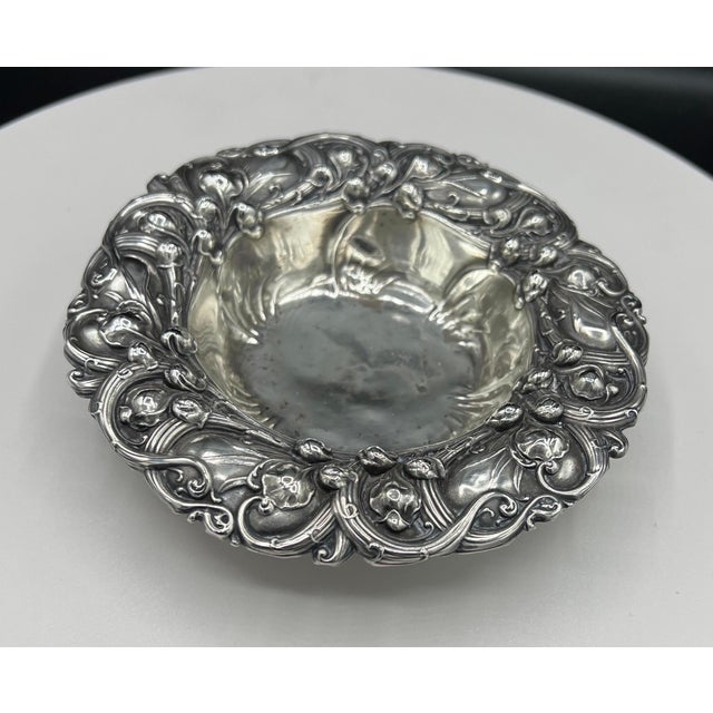 Metal Sterling Silver " Lilly of the Valley " Bon Bon Dish by Whiting Division For Sale - Image 7 of 12
