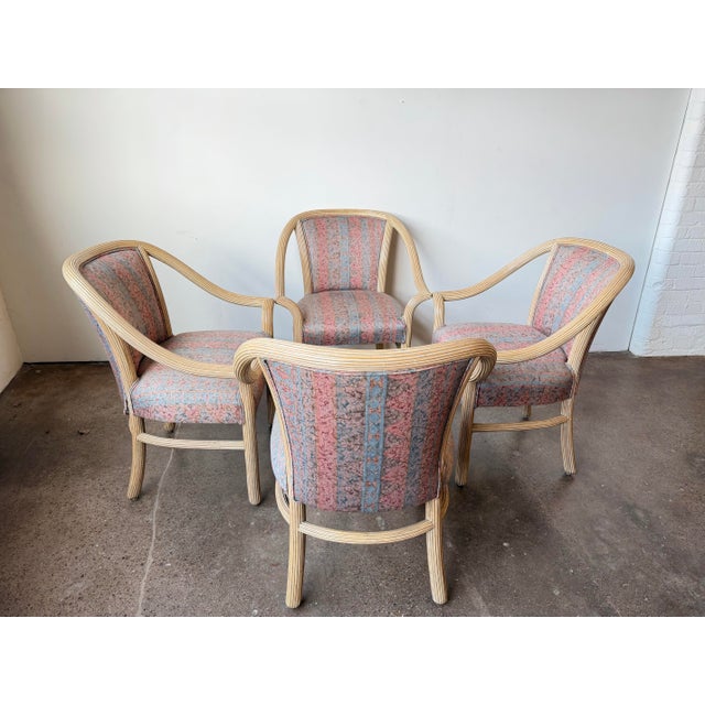 Art Deco Vintage McGuire Rattan Split Reed Style Arm Chairs - A Pair For Sale - Image 3 of 7