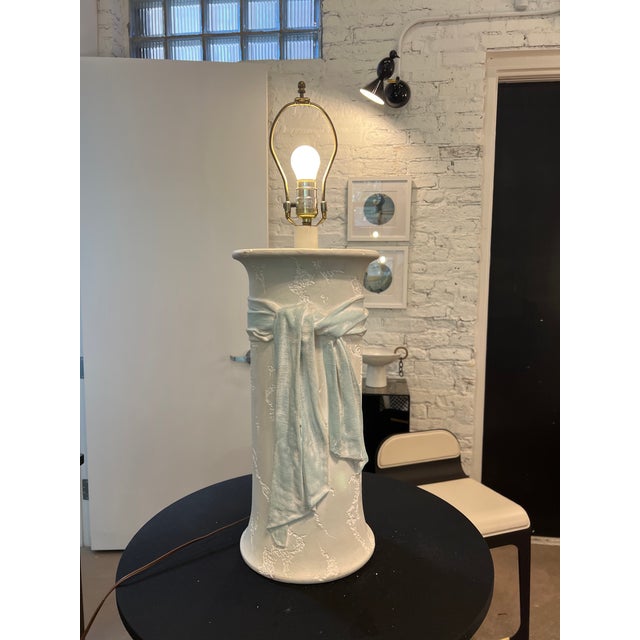 Postmodern Vintage Late 20th Century Modern White Table Lamp With Shade by Sunset Lamp For Sale - Image 3 of 7