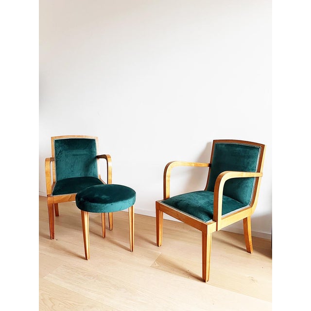 Vintage Lounge Chairs with Ottoman by Pietro Chiesa, 1950s, Set of 3 For Sale - Image 3 of 7