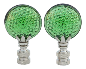 Green Faceted Glass Bicycle Reflector Lamp Finials on Chrome