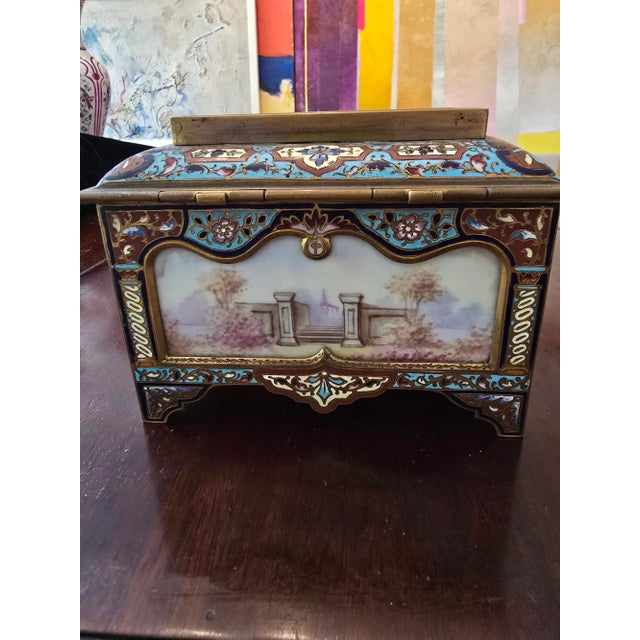Mid 19th Century Antique Museum Quality Bronze Champleve Jewel Box For Sale In Boston - Image 6 of 13