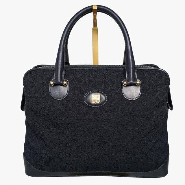 Celine Black Leather Macadam Triomphe Top Handle Bag, C. 2002 For Sale - Image 10 of 14