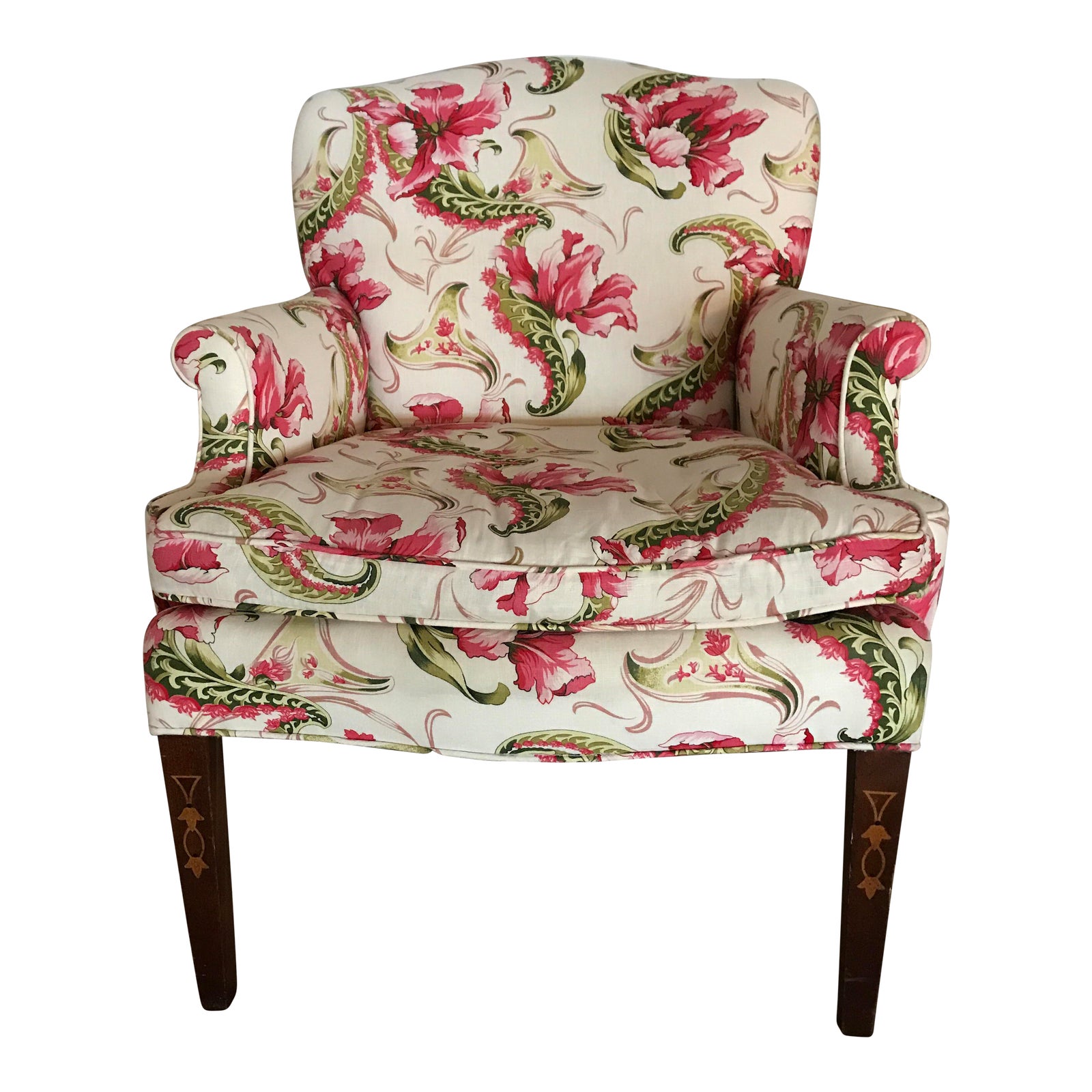 English Country Floral Accent Chair | Chairish