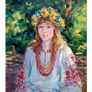 Oil Painting Girl in the Garden Alexander Nikolaevich Cherednichenko For Sale
