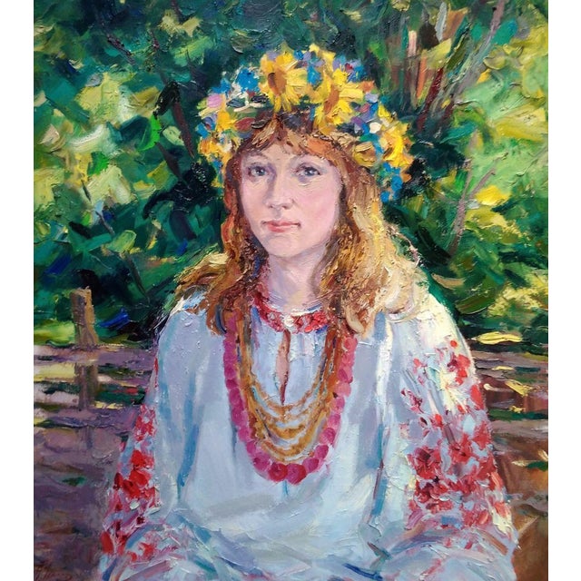 Oil Painting Girl in the Garden Alexander Nikolaevich Cherednichenko For Sale