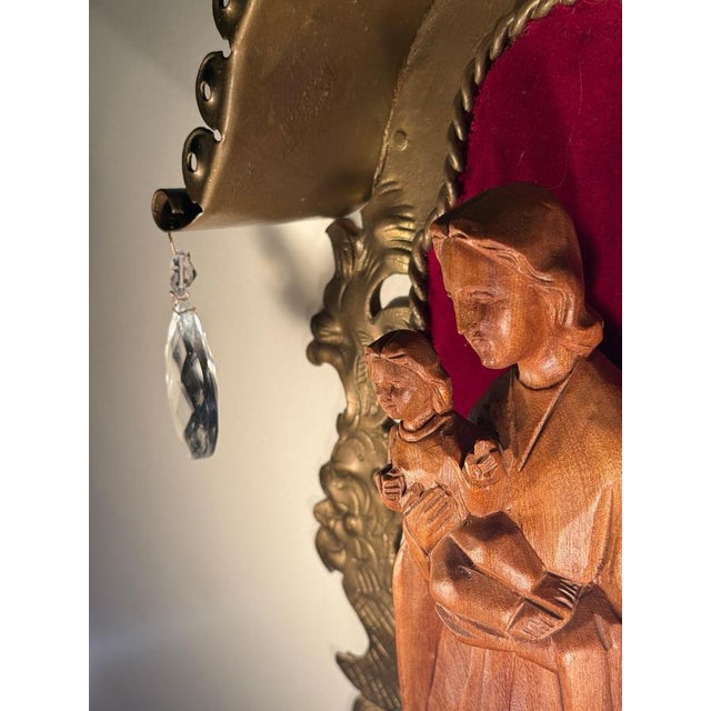Hollywood Regency Wall Lamp with Mother Mary and Baby Jesus, 1950s For Sale - Image 16 of 18