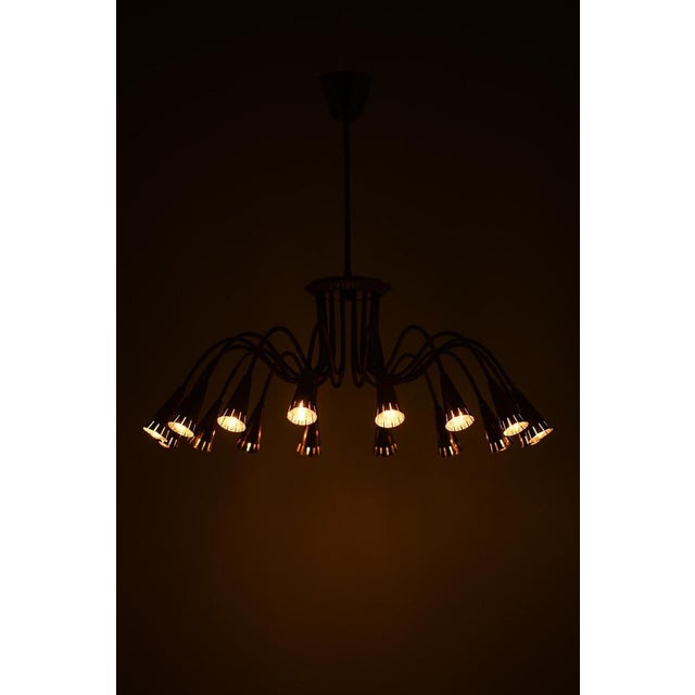 Metal Ceiling Lamp with Conical Brass Shade from Harald Notini, 1950s For Sale - Image 7 of 10