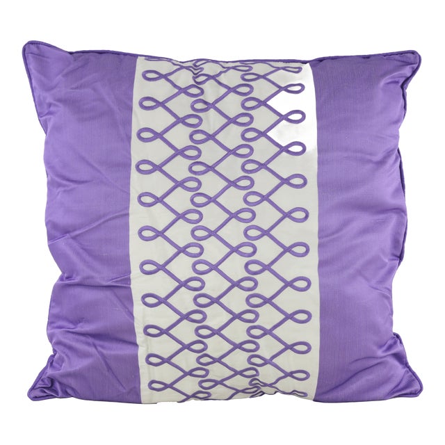 Purple Embroidered Decorative Pillow With Infinity Motif For Sale