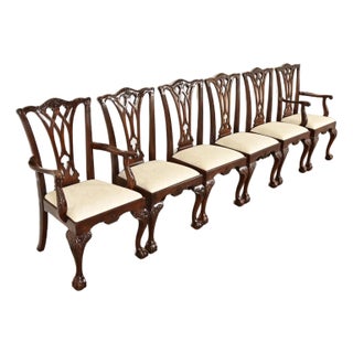 Drexel Heritage Chippendale Carved Mahogany Dining Chairs, Set of Six For Sale
