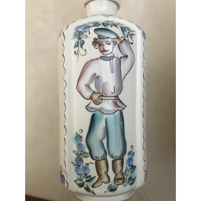 Vintage Hand Painted European Ceramic Decanter Set With Six Cups Chairish