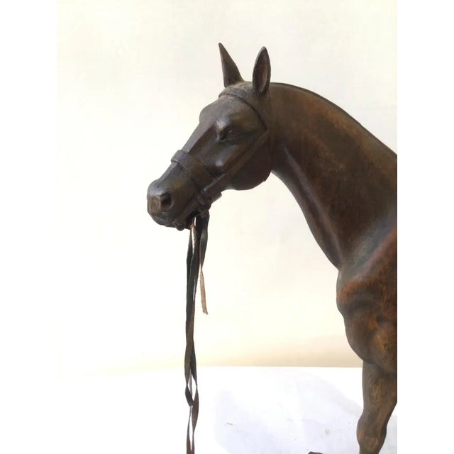 1970s Juan Carlos Harriott on His Polo Pony Carved Wood Sculpture by E. Dombrowe For Sale - Image 12 of 13
